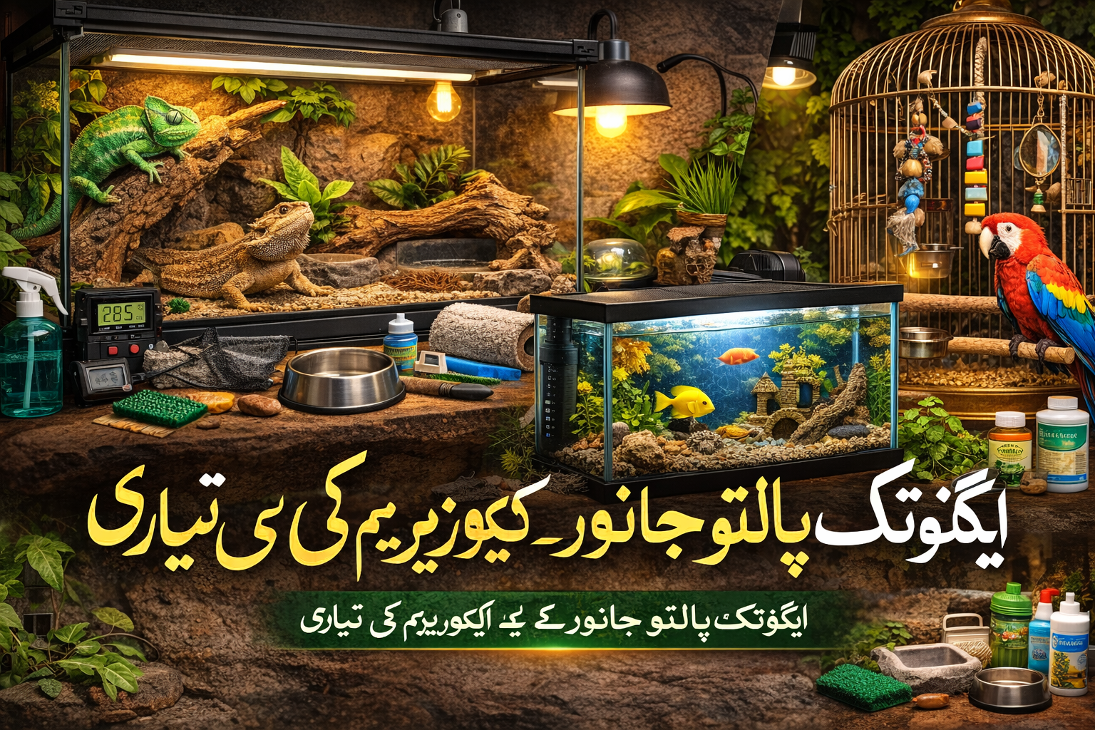 ایگزوٹک پالتو جانور کے لیے کیج اور ایکویریم کی تیاری